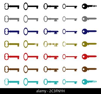 Key icons illustrated in vector on white background Stock Photo - Alamy