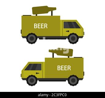 beer truck icon illustrated in vector on white background Stock Photo