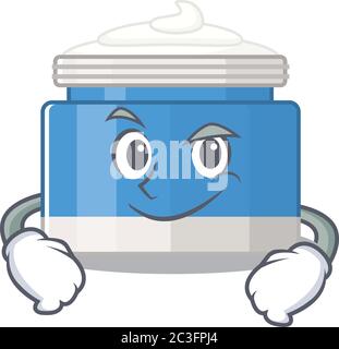 A cute arrogant caricature design of moisturizer cream having confident gesture Stock Vector