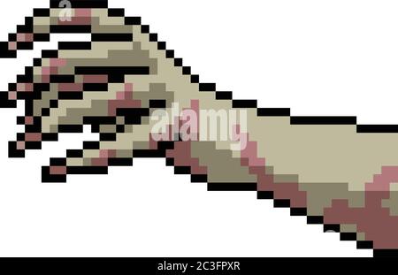 vector pixel art zombie hand gesture isolated cartoon Stock Vector