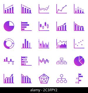 Graph gradient icons on white background, stock vector Stock Vector