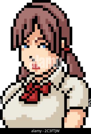 pixel art set isolated uniform anime girl Stock Vector Image & Art - Alamy