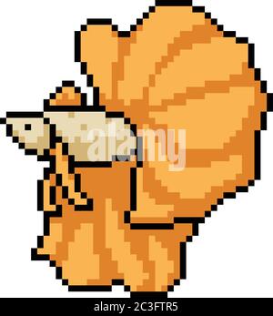 vector pixel art pet fish isolated cartoon Stock Vector