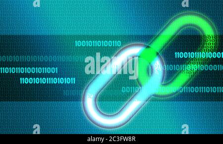 Blockchain symbol on binary code number background, 3d rendering Stock ...