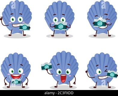 Photographer profession emoticon with blue shell cartoon character Stock Vector