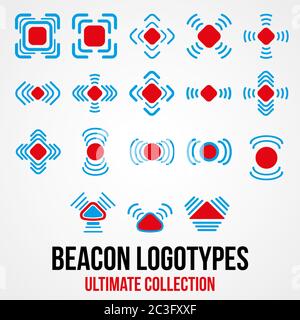 Set of black vector beacon icons. Stock Vector