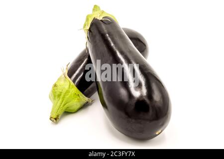 Eggplant or aubergine vegetable isolated on white background cutout Stock Photo