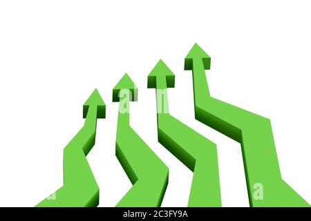 Growth charts with arrows - 3d rendering Stock Photo