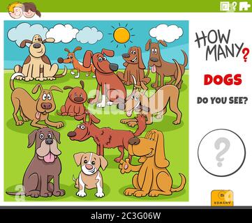 how many dogs educational task for kids Stock Photo