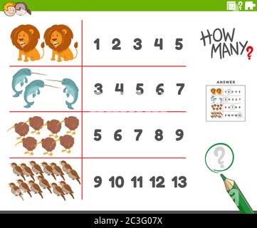 counting task with funny animal characters