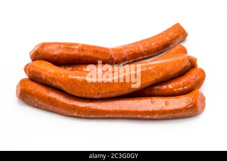 Raw Merguez on a white background. Butcher, meat. Stock Photo