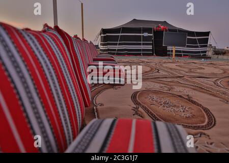 Arabian tent (majlis) for family gathering or Parties jeddah, Saudi Arabia, Stock Photo