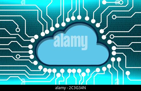 Data transfer to cloud technology concept, 3d rendering Stock Photo