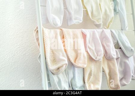 dry socks on the stand Stock Photo