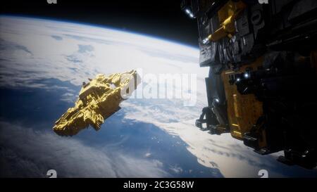 Highly Detailed Huge Spaceship Stock Photo