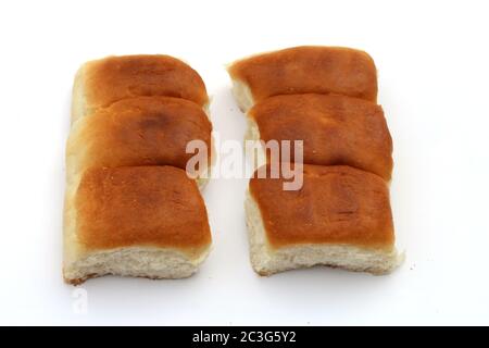 Bread, bakery icon, sliced fresh wheat bread isolated on white background Stock Photo