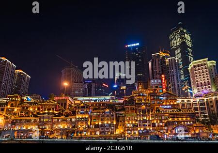 Hongya Cave Hongyadong Ancient Town in Chongqing Stock Photo