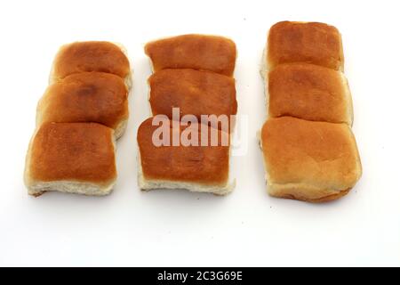 Bread, bakery icon, sliced fresh wheat bread isolated on white background Stock Photo