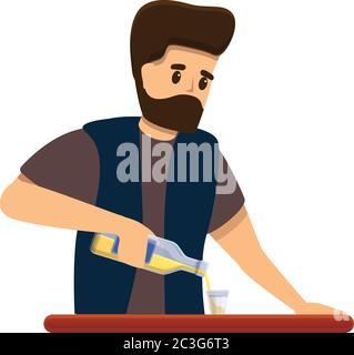 Hipster bartender icon. Cartoon of hipster bartender vector icon for web design isolated on white background Stock Vector