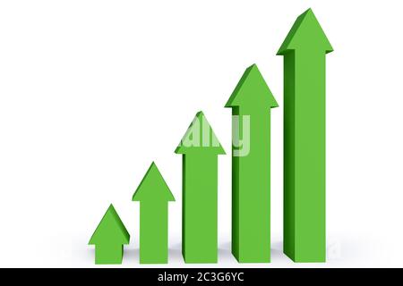 Growth charts with arrows - 3d rendering Stock Photo