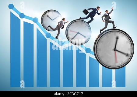 The concept of recession and decline with time clocks Stock Photo - Alamy