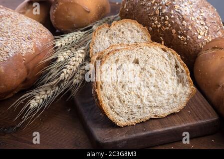 Rye sliced bread on the table Stock Photo