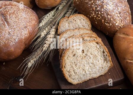 Rye sliced bread on the table Stock Photo