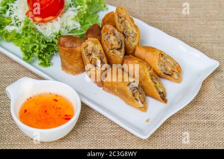 Deep fried spring rolls Stock Photo