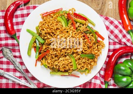 Korean instant noodles Spicy instant noodles Stock Photo