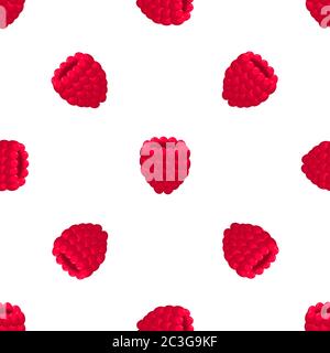 Theme big colored seamless red raspberry, bright berry pattern for seal. Berry pattern consisting of beautiful seamless repeat raspberry. Simple color Stock Vector