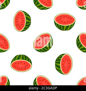 Theme big colored seamless watermelon, bright berry pattern for seal. Berry pattern consisting of beautiful seamless repeat watermelon. Simple colorfu Stock Vector