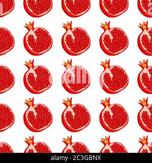 Theme big colored seamless pomegranate, bright berry pattern for seal. Berry pattern consisting of beautiful seamless repeat pomegranate. Simple color Stock Vector