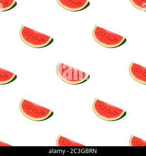 Theme big colored seamless watermelon, bright berry pattern for seal. Berry pattern consisting of beautiful seamless repeat watermelon. Simple colorfu Stock Vector