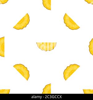 Illustration on theme big colored seamless pineapple, bright fruit pattern for seal. Fruit pattern consisting of beautiful seamless repeat pineapple. Stock Vector