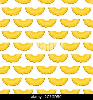 Illustration on theme big colored seamless pineapple, bright fruit pattern for seal. Fruit pattern consisting of beautiful seamless repeat pineapple. Stock Vector