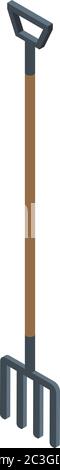 Farm fork icon, isometric style Stock Vector