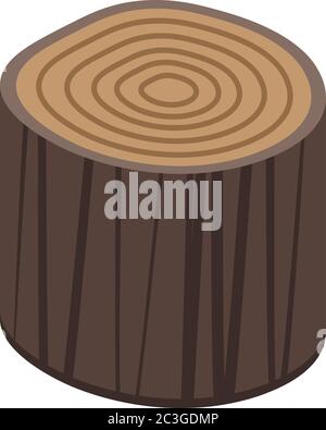 Cutted tree stump icon, isometric style Stock Vector