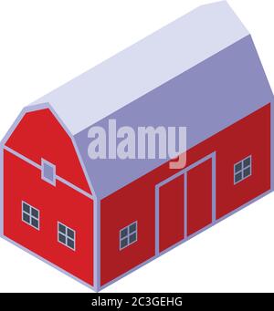 Farm red barn icon, isometric style Stock Vector