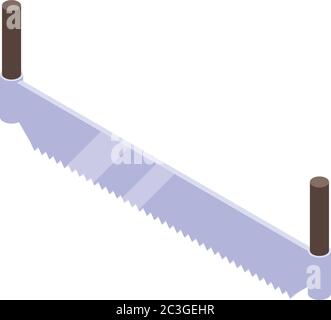 Double hand saw icon, isometric style Stock Vector