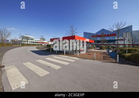furniture shop Ostermann, empty customer parking lot, corona, shutdown, Witten, Germany, Europe Stock Photo