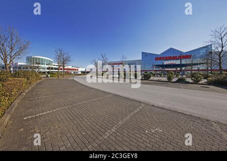furniture shop Ostermann, empty customer parking lot, corona, shutdown, Witten, Germany, Europe Stock Photo