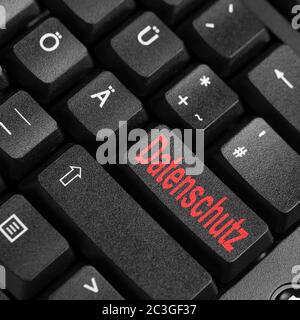 Computer keyboard with the inscription Datenschutz, data protection on a key Stock Photo