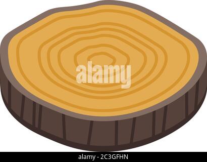 Slice tree stump icon, isometric style Stock Vector