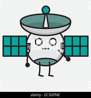 An illustration of Cute Satellite Antenna Mascot Vector Character in Flat Design Style Stock Vector