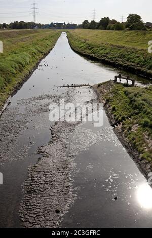 The Emscher river at the mouth in the Rhine, Dinslaken, North Rhine-Westphalia, Germany, Europe Stock Photo