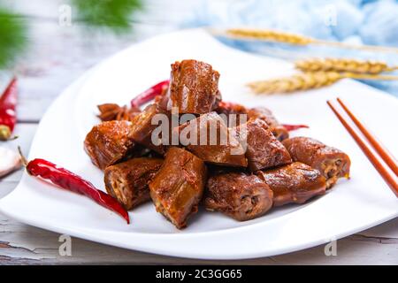 Delicious cold dishes spiced duck neck Stock Photo