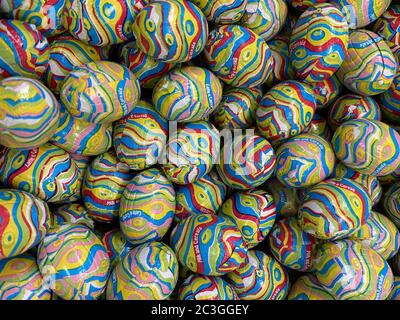 Closeup shot of multicolored eggs next to each other Stock Photo