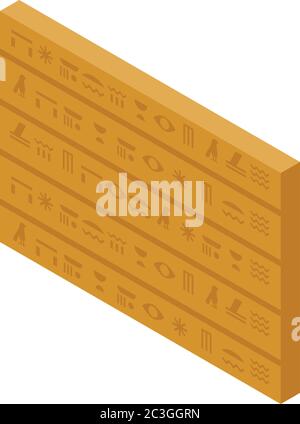 Egyptian wall signs icon, isometric style Stock Vector