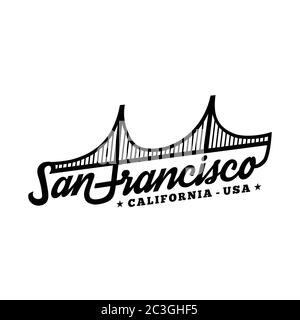 San Francisco. Black and white lettering design. Decorative inscription. Vintage vector and illustration. Stock Vector