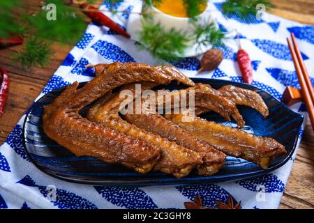 Delicious cold dishes spiced duck wing Stock Photo